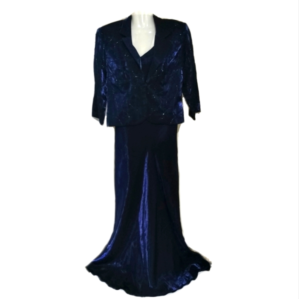 Dark blue evening gown